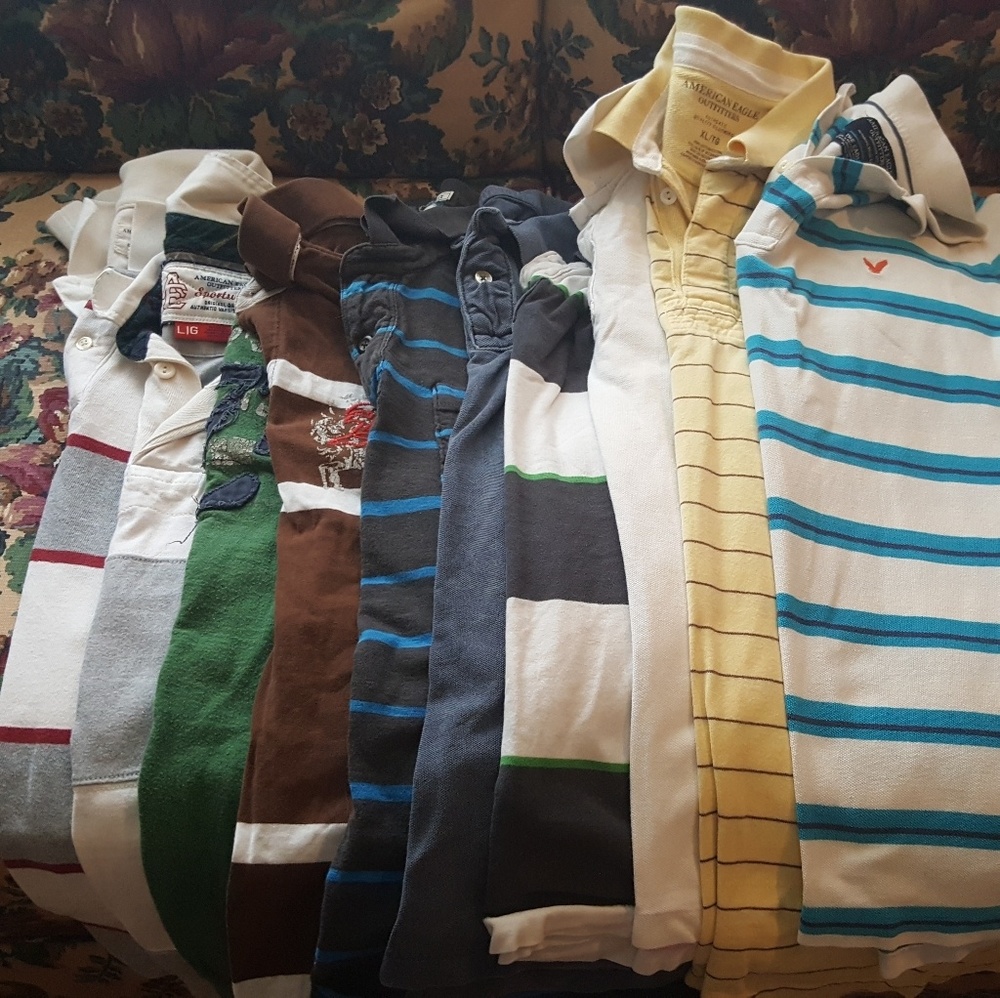 Bundle of 10 American Eagle  men's polos